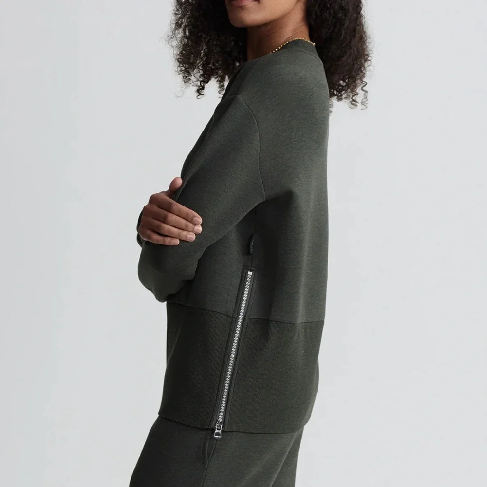 Varley Lowry Sweat doublesoft sweatshirt olive marl green like new large - Picture 2 of 14
